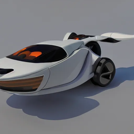 Image similar to futuristic sports flying car, hyperrealistic, cinema 4 d, cinematic