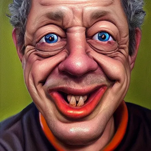 Image similar to Caricature portraits done of Gene Ween, realistic, hyperrealistic, very realistic, highly detailed, very detailed, extremely detailed, detailed, oil painting, digital art, trending on artstation