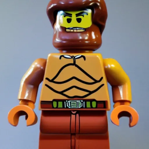 Prompt: muscular lego garfield centerfold