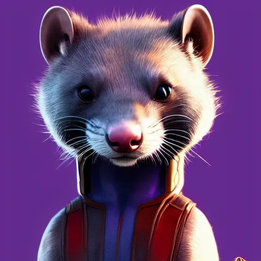 Prompt: a anthropomorphic ferret is thanos, hyperdetailed, artstation, cgsociety, 8 k