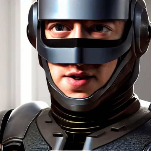Image similar to Photo of Mark Zuckerberg as Robocop, 4k, high detail