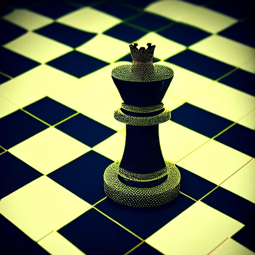 Image similar to vintage instamatic photo of a queen chess piece painted with laser dots, Puddles, Isometric 3D, smooth 3D Illustration, Cinematic Matte Painting, soft render, volumetric lighting ,