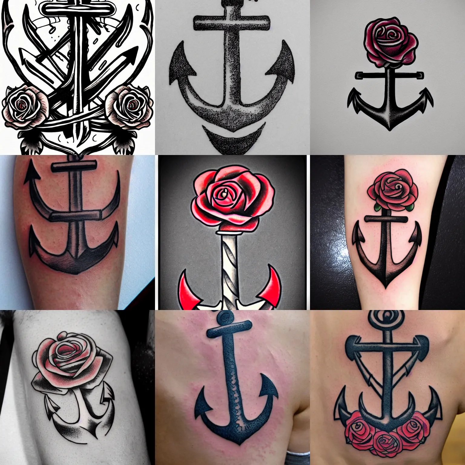 anchor tattoos with roses