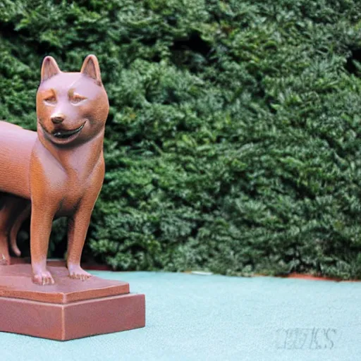 Prompt: bronze statue from a shiba inu