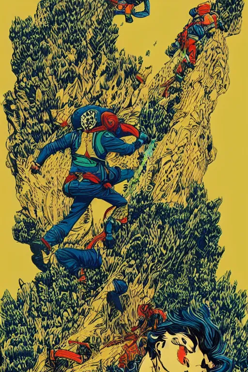 Prompt: climb mountain by yuko shimizu trending on artstation