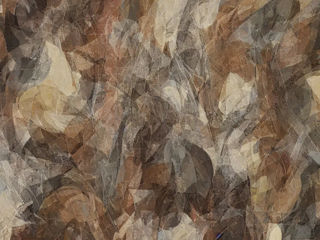 Image similar to abstract deco art of chaotic and detailed painted textures in an aesthetically pleasing natural earthy tones,