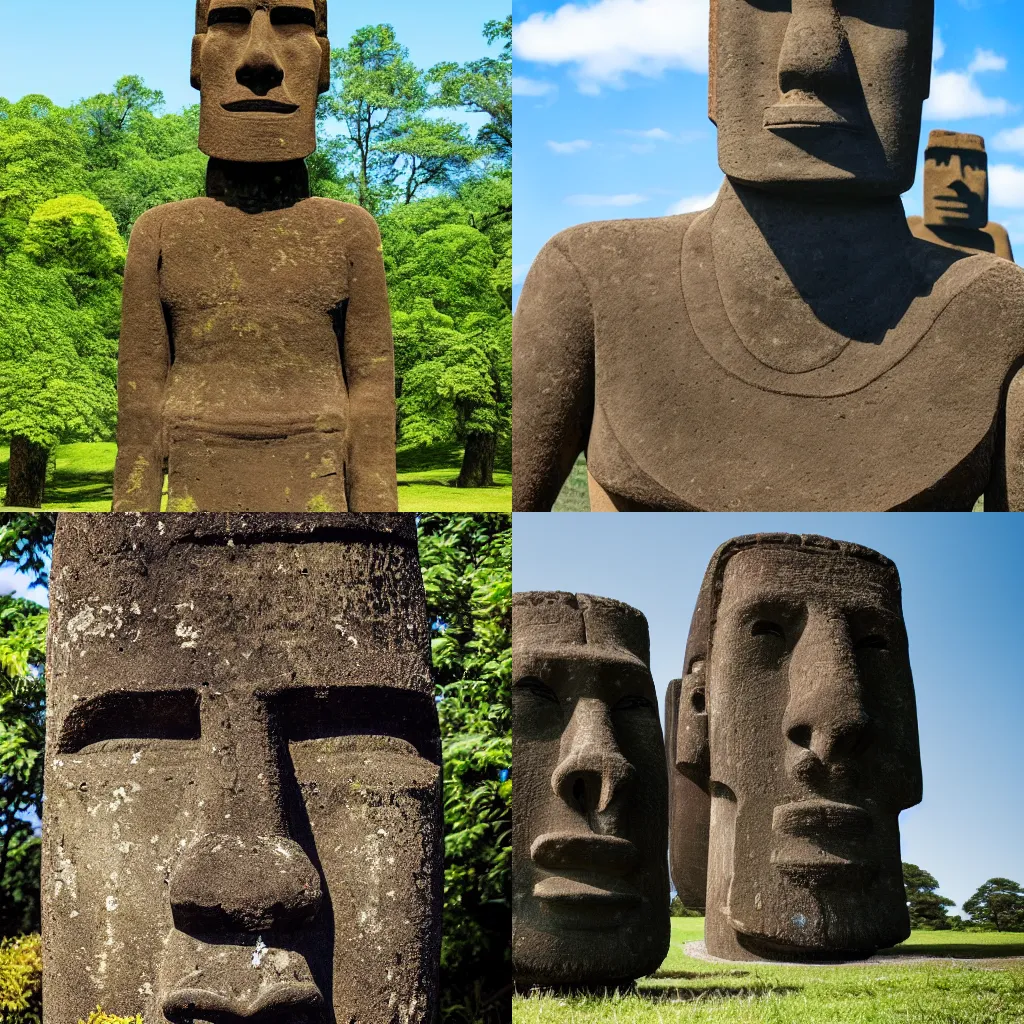 Moai Statue Built With Lego, Photorealistic