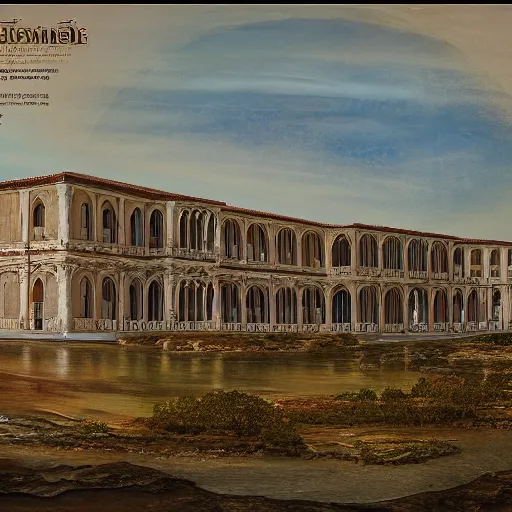 Image similar to A detailled matte painting of a byzantine palace on the Dardanelles