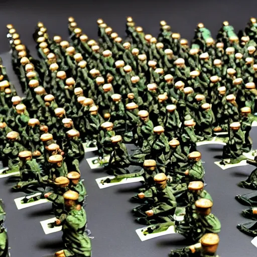 Image similar to a photo of Plastic toy soldiers in a a battle