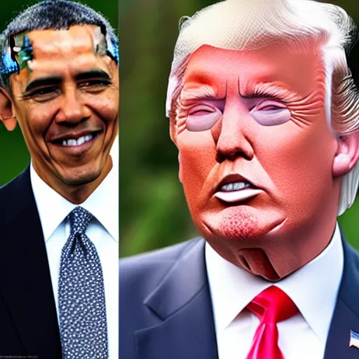 Prompt: portrait morph hybrid barack obama and donald trump