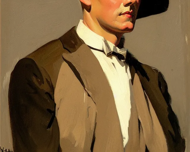 Prompt: male portrait, painting by j. c. leyendecker