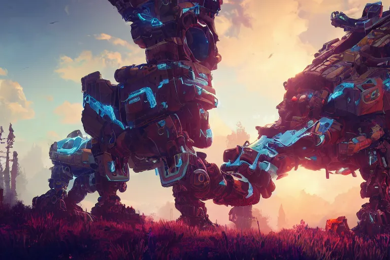 Image similar to stalker machine mecanical creature robot of horizon forbidden west horizon zero dawn bioluminiscence global illumination ray tracing hdr fanart arstation by ian pesty and alena aenami artworks in 4 k