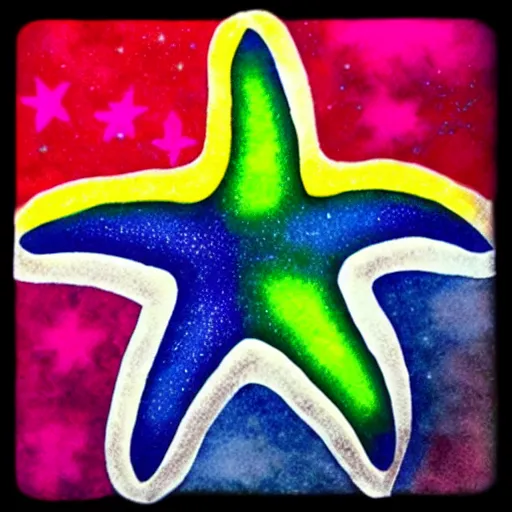 Image similar to rainbow cosmic talking starfish