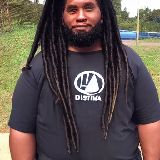 Image similar to photo of chubby black bjj athlete with long dreads posing