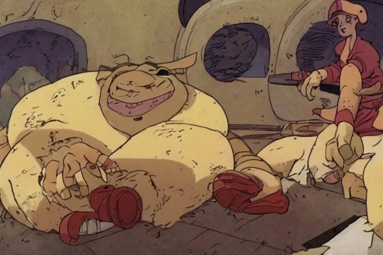 Image similar to a film still of pizza the hut in the akira, high quality