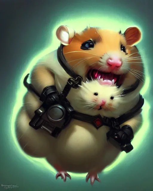 Image similar to wrecking ball the hamster from overwatch, character portrait, portrait, close up, highly detailed, intricate detail, amazing detail, sharp focus, vintage fantasy art, vintage sci - fi art, radiant light, caustics, by boris vallejo