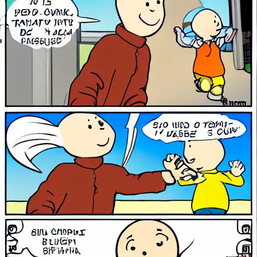 Image similar to caillou being punched by an asdfmovie character