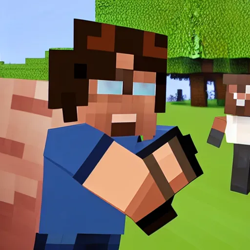 Prompt: michelle obama punching herobrine from minecraft