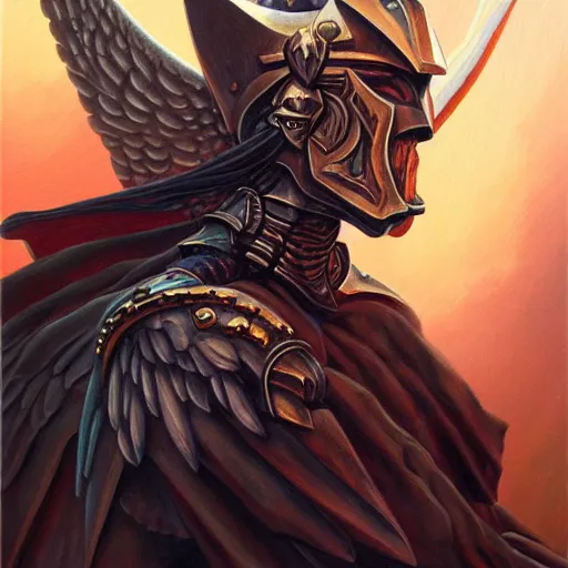 Image similar to portrait painting of a fallen angel paladin with big burnt, sharp focus, award - winning, trending on artstation, masterpiece, highly detailed, intricate. art by terese nielsen