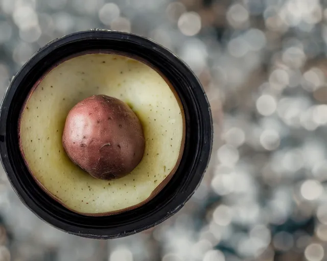 Image similar to 8 5 mm photography of elon musk potato hybrid, dof and bokeh