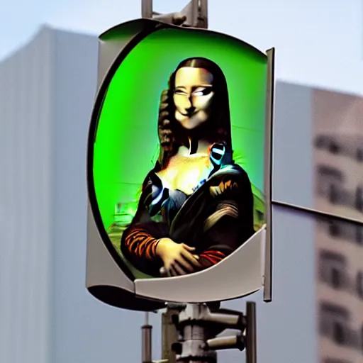 Image similar to traffic lights with the mona lisa in them