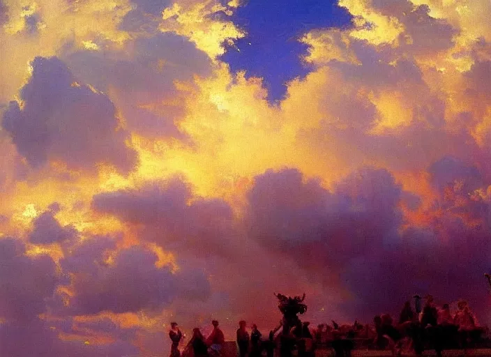 Prompt: little fluffy clouds in a cotton candy sky by alexander averin and delphin enjolras