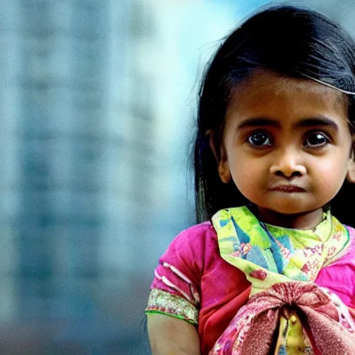 Image similar to close-up of Jyoti Amge the shortest woman in the world as a detective in a movie directed by Christopher Nolan, movie still frame, promotional image, imax 70 mm footage