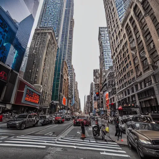 Image similar to an ant's POV of a new york city street