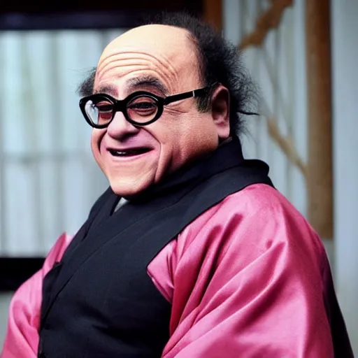 Prompt: danny devito in geisha makeup