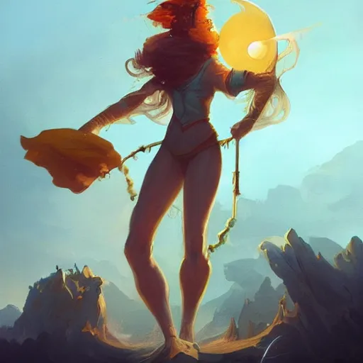 Image similar to The king of the sun by Peter Mohrbacher:5 Trending on Artstation:5