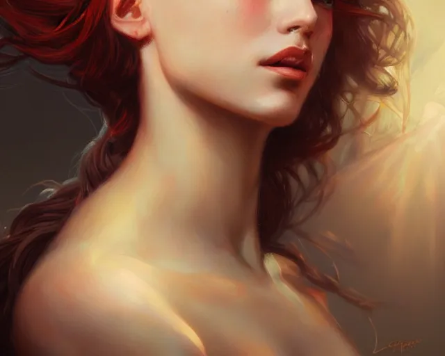 Image similar to portrait of a seductive and powerful aphrodite, detailed intricate illustration, detailed illustration, hd, 4 k, digital art, overdetailed art, by greg rutkowski, by loish, complementing colors, trending on artstation, deviantart