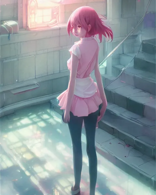 Image similar to a pink works, everything is pink, perfect shading, atmospheric lighting, by makoto shinkai, stanley artgerm lau, wlop, rossdraws