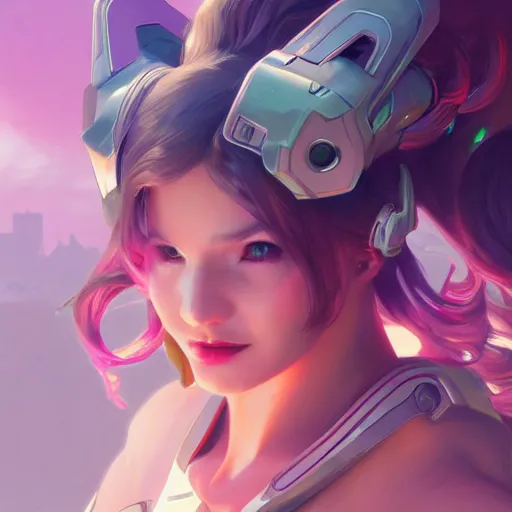 Image similar to d. va from overwatch, vaporwave, highly detailed, digital painting, artstation, concept art, smooth, sharp focus, illustration, art by artgerm and greg rutkowski and alphonse mucha