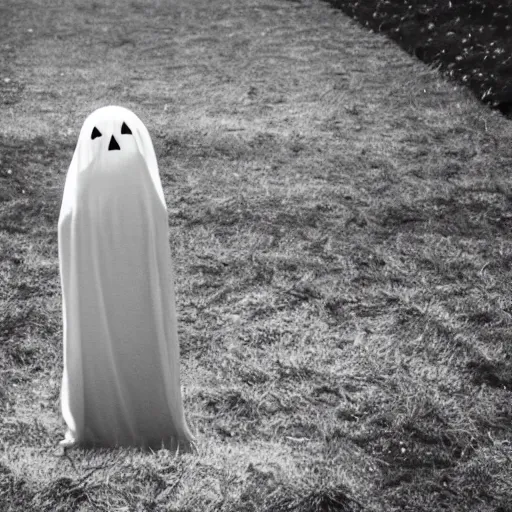 Image similar to a ghost visiting its own grave