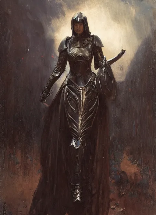 Image similar to stoya wearing full body black medieval armour, by gaston bussiere, bayard wu, greg rutkowski, giger, maxim verehin, greg rutkowski, masterpiece, sharp focus, cinematic lightning