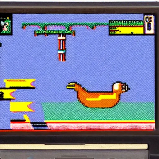 Prompt: c 6 4 game featuring a goose
