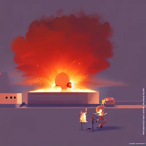 Image similar to goro fujita ilustration a science laboratory, fire and smoke, explosion, painting by goro fujita, sharp focus, highly detailed, artstation