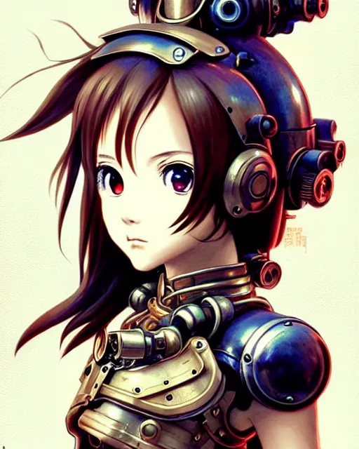 Image similar to portrait Anime Girl in mechanical armor steampunk cute-fine-face, pretty face, realistic shaded Perfect face, fine details. Anime. Bioshock steampunk realistic shaded lighting by katsuhiro otomo ghost-in-the-shell, magali villeneuve, artgerm, rutkowski Jeremy Lipkin and Giuseppe Dangelico Pino and Michael Garmash and Rob Rey