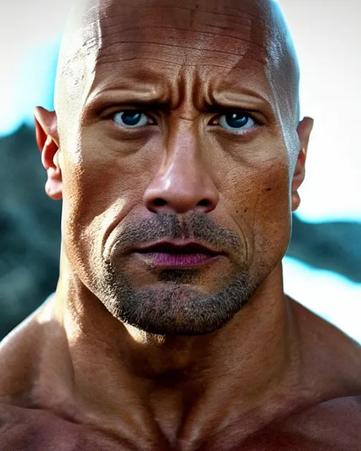 Image similar to film still close up shot of dwayne johnson as maximus from the movie gladiator. photographic, photography