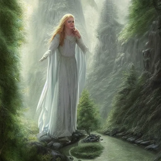 Image similar to A portrait of galadriel's glade, detailed matte painting, cinematic, Alan Lee, Artstation