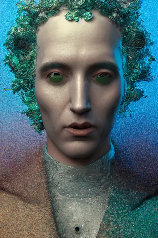 Prompt: portrait of a hyperdimensional jester, 4k detailed hyperrealistic digital photo by Beeple, Gustave Dore, Artstation, CGsociety