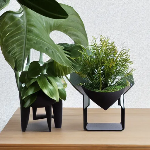 Image similar to an architectural, unique pot made for houseplants, future design, dwell, 3 d printing