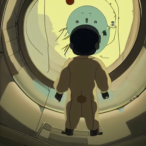 Image similar to terrified baby harp seal astronauts floating into deep space, stars in the background, scary, atey ghailan, goro fujita, studio ghibli, dark lighting, clear focus, very coherent,