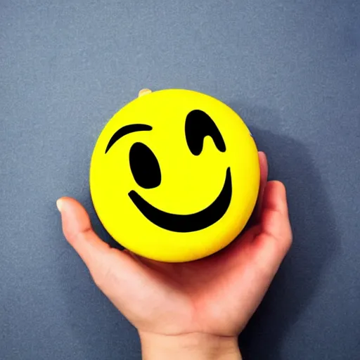 Prompt: a yellow smiley face with a hand pointing at it, a stock photo by pogus caesar, shutterstock, neoism, stockphoto, 8 k, 4 k