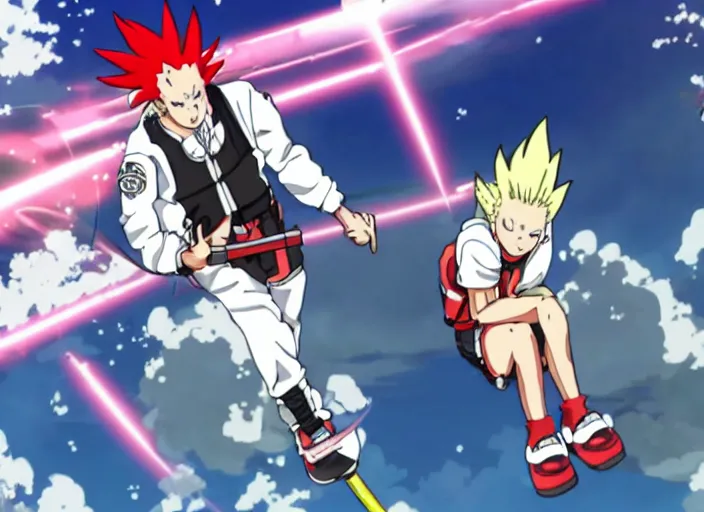 Image similar to rocket launch in anime with senku inspired