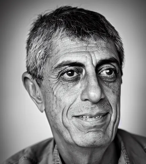 Prompt: portrait of chico buarque, relaxed look, dark background, studio light, hdr, nikon 2 4 mm f / 1. 8 g, by sebastiao salgado