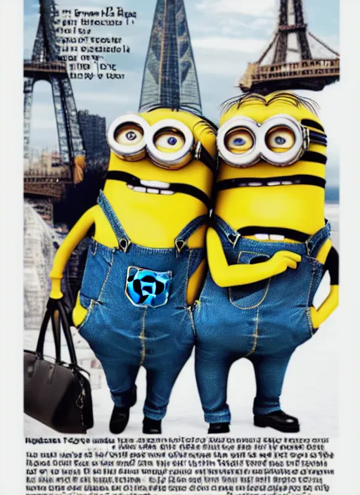 Image similar to minions themed fashion, high quality fashion magazine photo