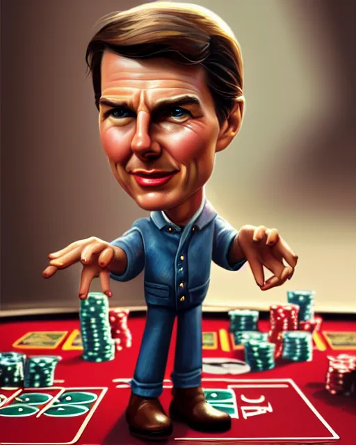 Image similar to closeup profile portrait of a low poly tin toy tom cruise in a gambling den, hyper realistic, artstation, illustration, nicoletta ceccoli, mark ryden, lostfish, max fleischer, digital paint, matte paint, vivid colors, dark, sinister, detailed and intricate environment