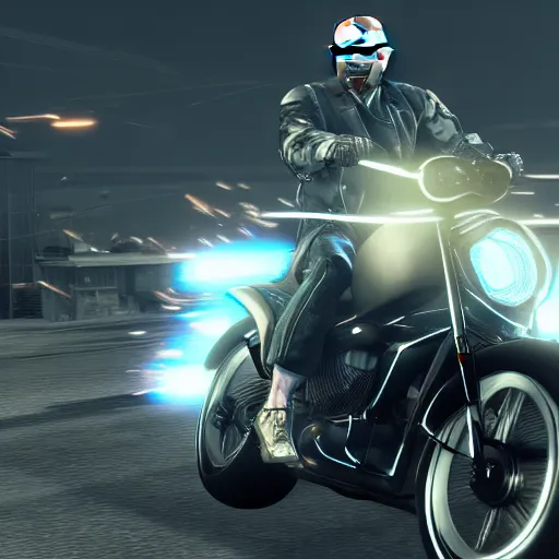 Walter White riding a motorcycle in metal gear rising Stable