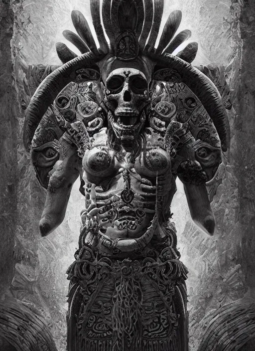 Image similar to digital _ painting _ of _ cizkin god of death mayan _ by _ filipe _ pagliuso _ and _ justin _ gerard _ symmetric _ fantasy _ highly _ detailed _ realistic _ intricate _ port